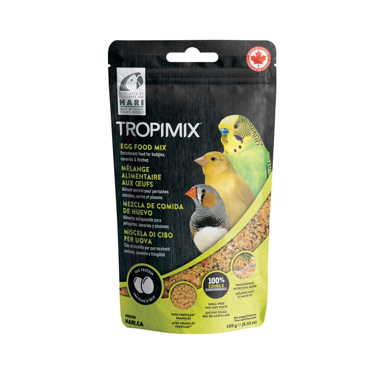 Mélange aux œufs Tropimix pour perruches ondulées, serins et pinsons, 185 g (6,5 oz)