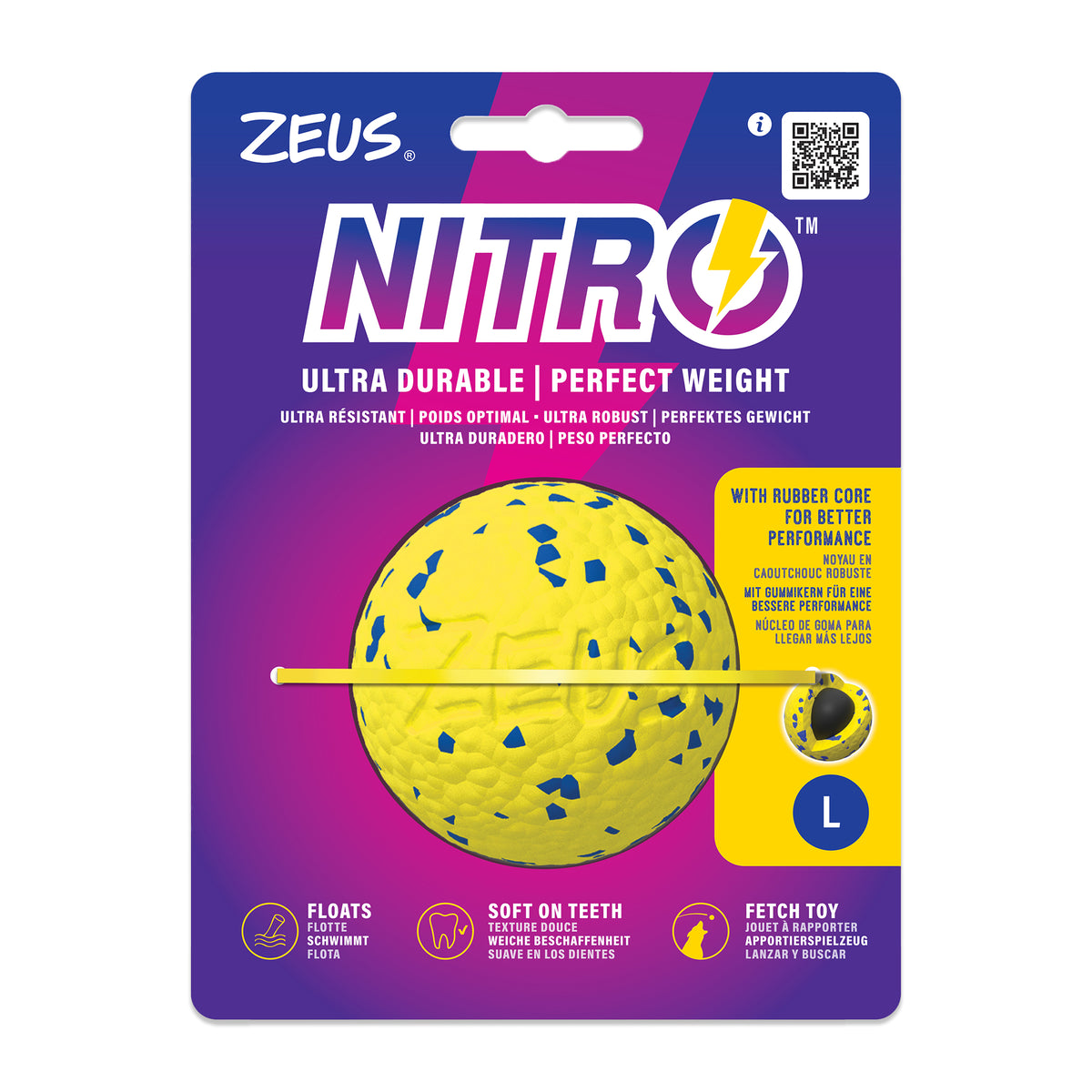 Jouet Nitro Zeus, balle lestée, grande, diam. 7,6 cm (3 po)