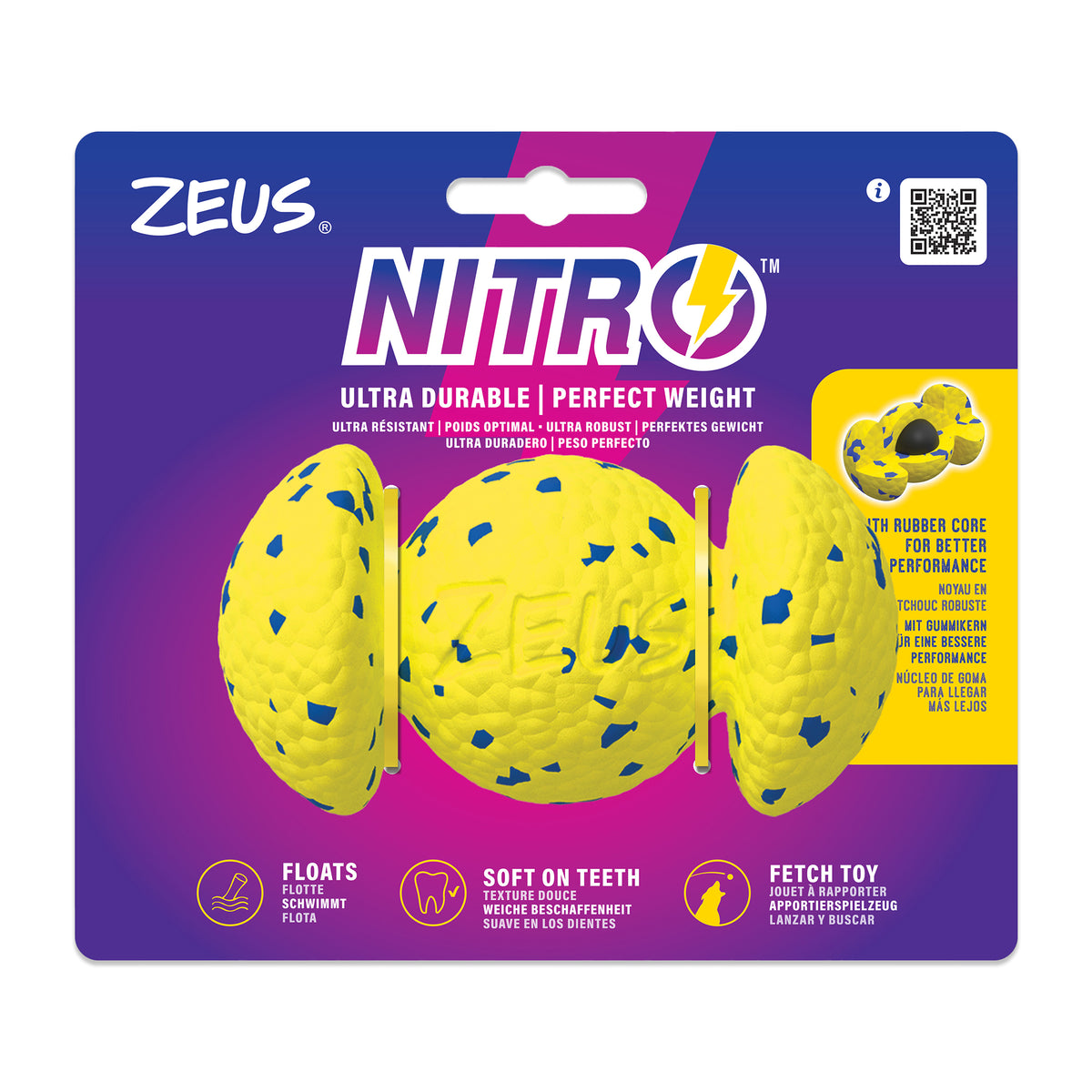 Jouet Nitro Zeus, balle lestée agrippante, diam. 12,4 cm (9 po)